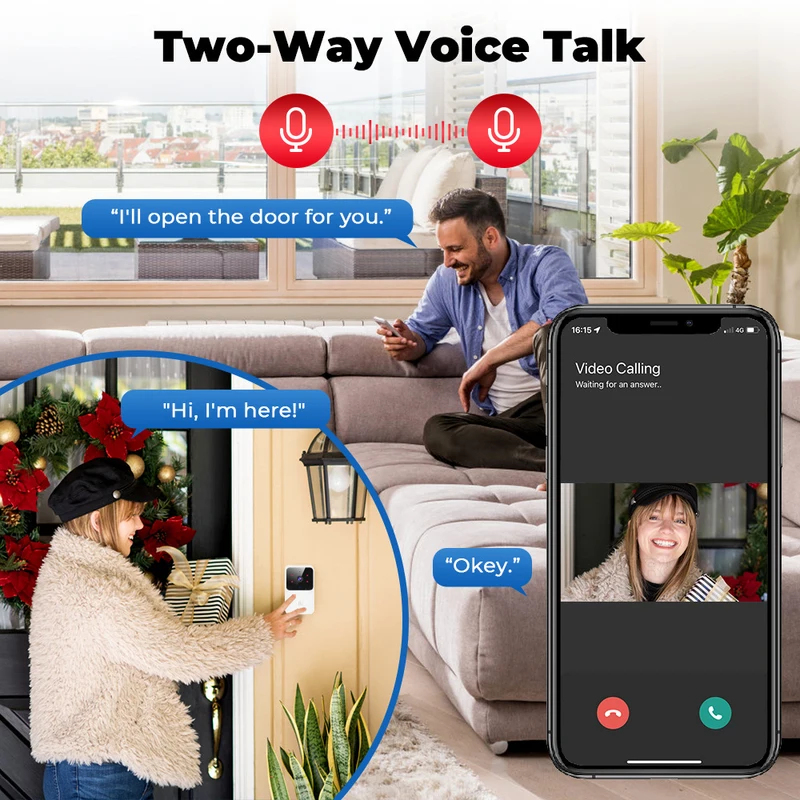 Home Security Front Door Camera - Campainha de Vídeo WiFi Tuya com